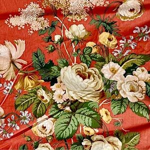 VTG Floral Designer Brunschwig & File Fabric in Coral Pink and Green 12 yards
